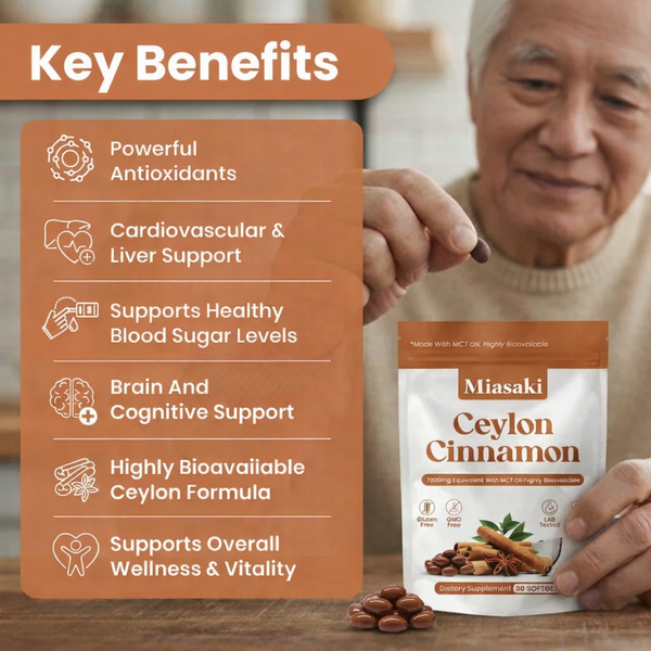 Miasaki Ceylon Cinnamon 7200mg Equivalent with MCT Oil